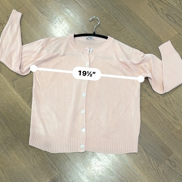 100% silk baby Pink cardigan cottagecore y2k casual career wear A32 - Picture 6 of 7